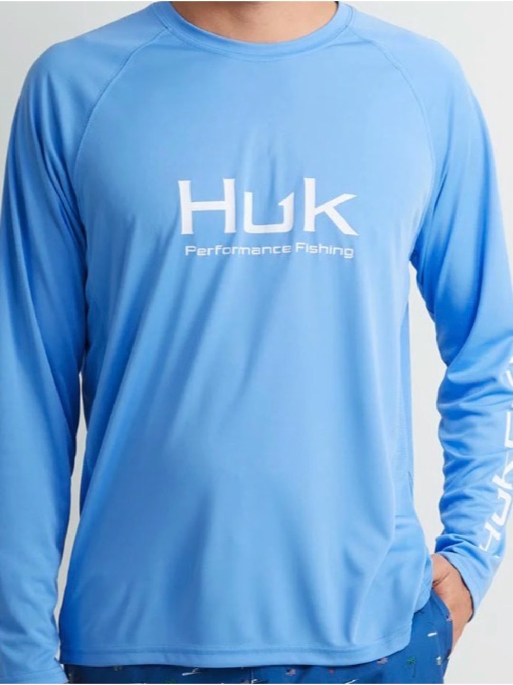 Huk Performance Fishing Rash Guard — Light Blue
